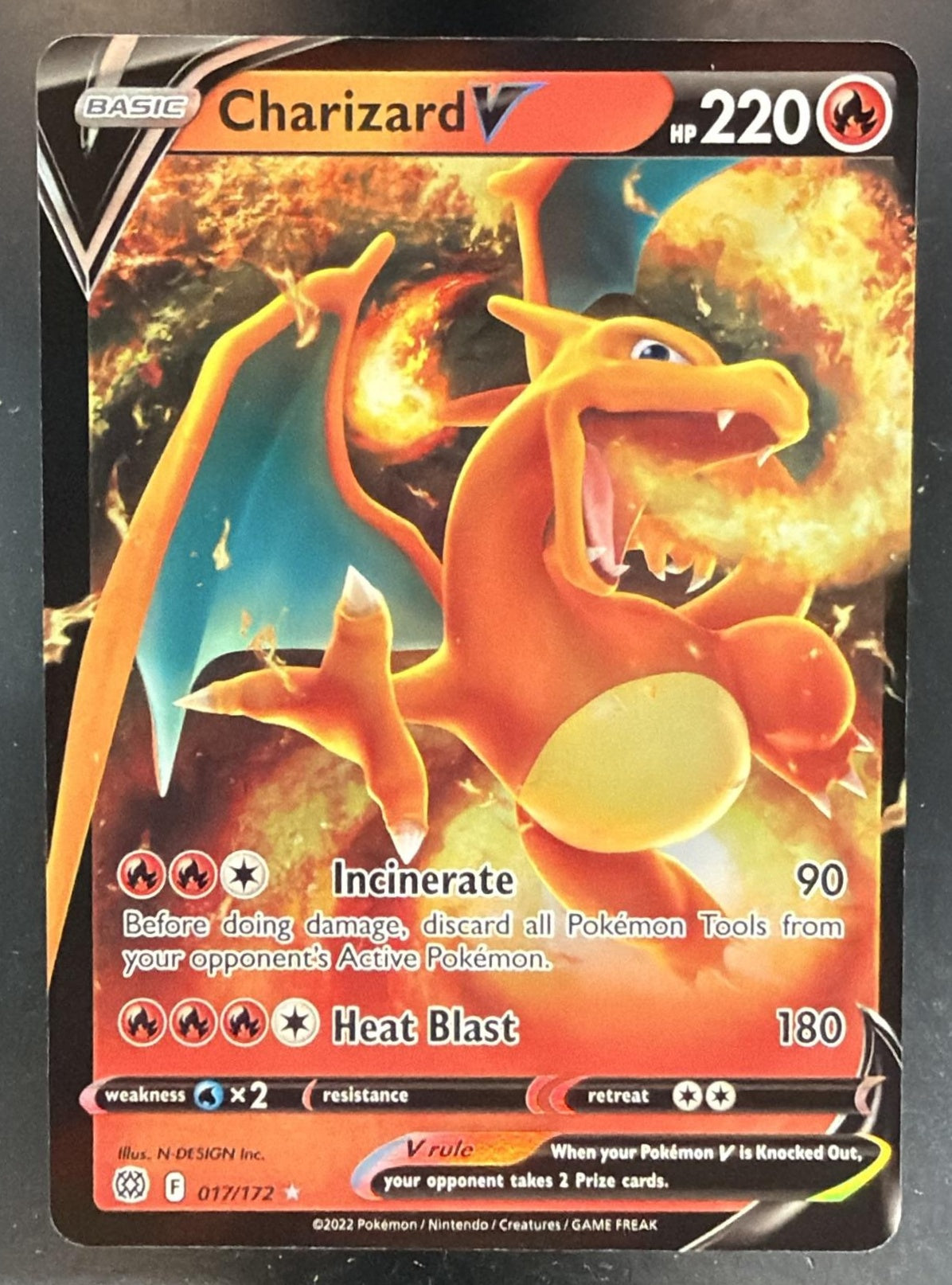 2022 Pokemon Sword & Shield Brilliant Stars Charizard V #017/172 — front