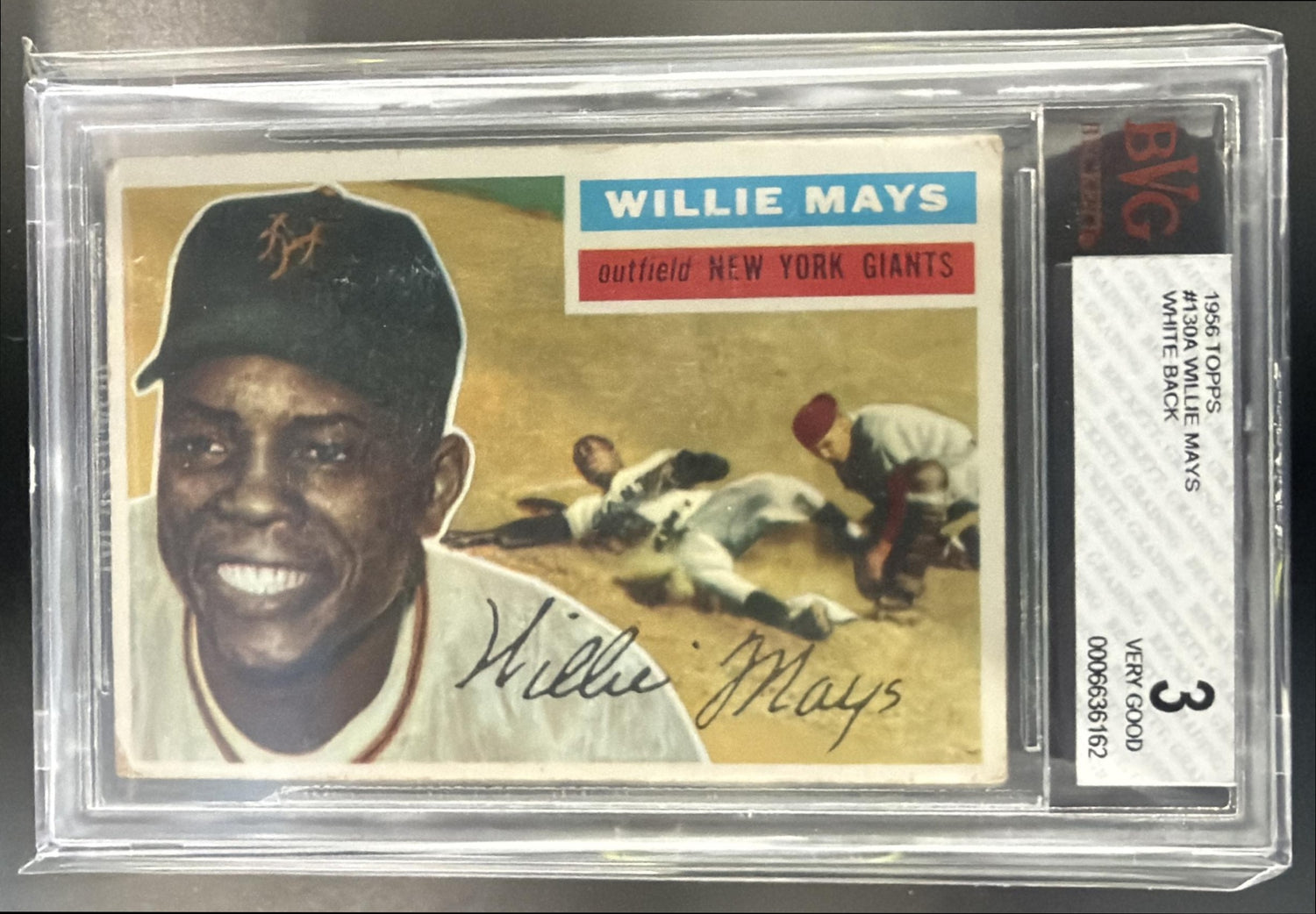 1956 Topps Willie Mays #130a - VAR BGS 3 — front
