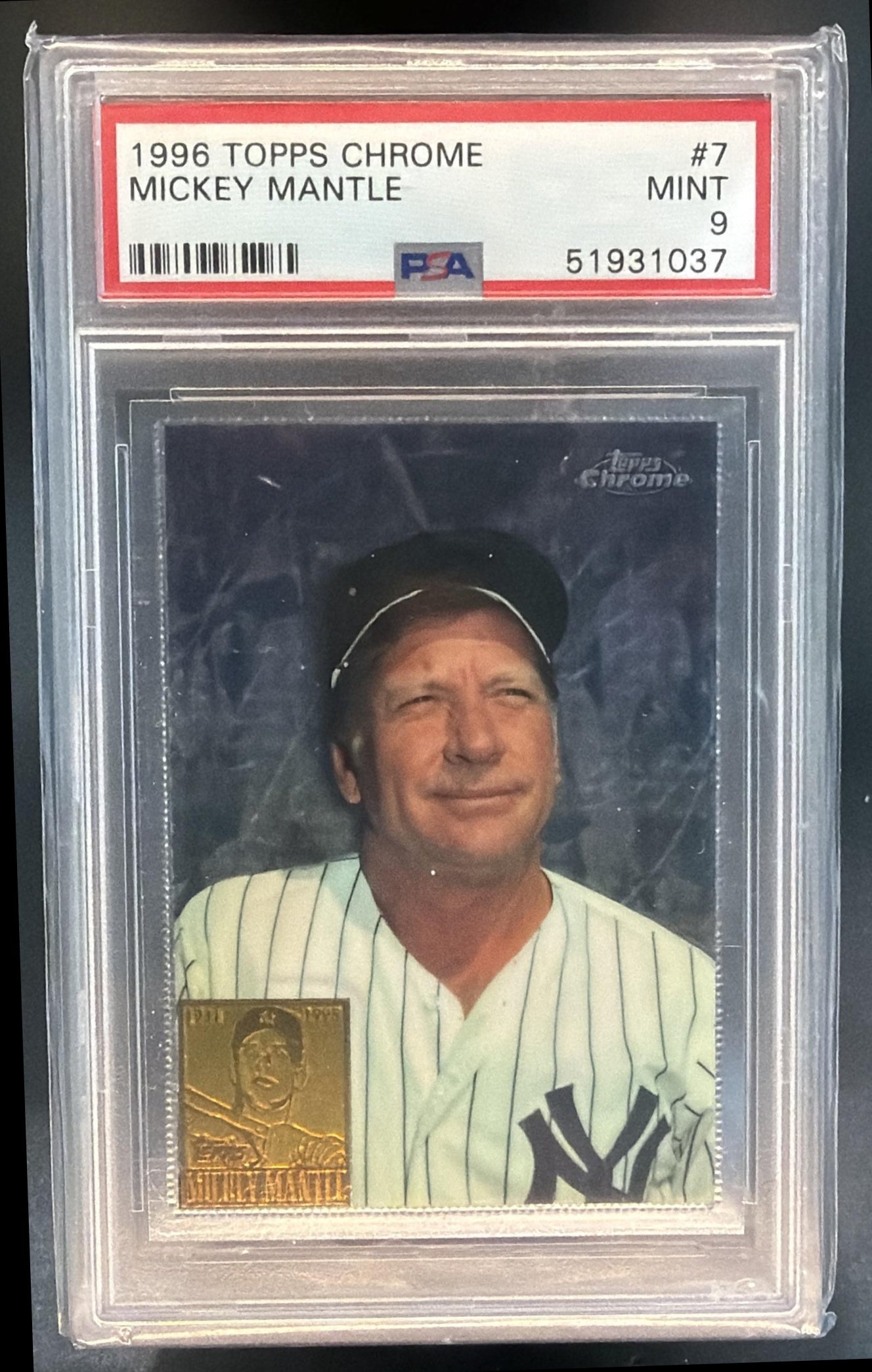 1996 Topps Chrome Mickey Mantle #7 Yankees PSA 9 — front