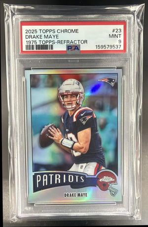 2025 Topps Chrome Drake Maye #1975-23 1975 Refractor Patriots PSA 9