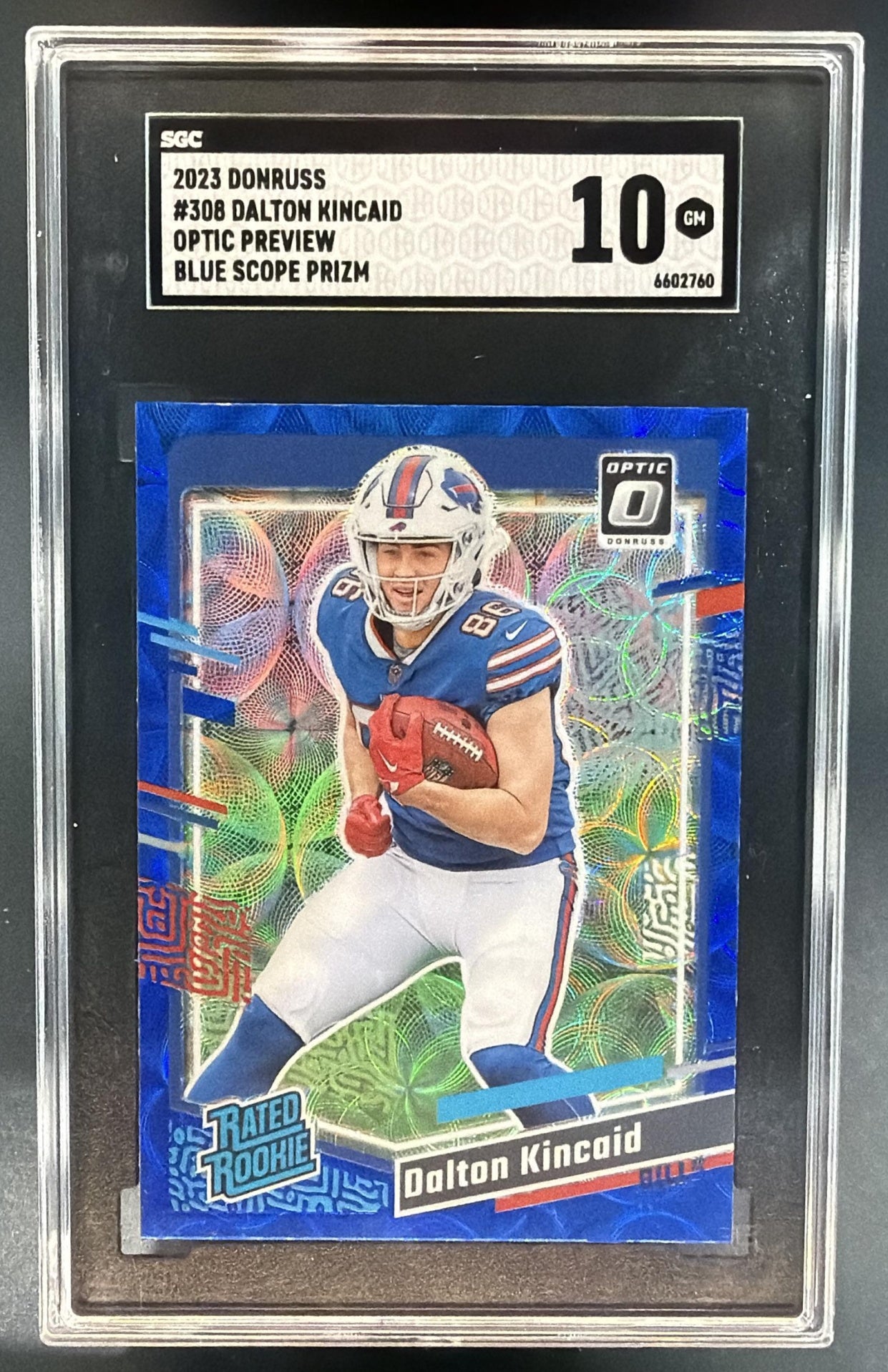 2023 Optic Dalton Kincaid Rated Rookie Preview Blue Scope Prizm RC SGC 10 — front