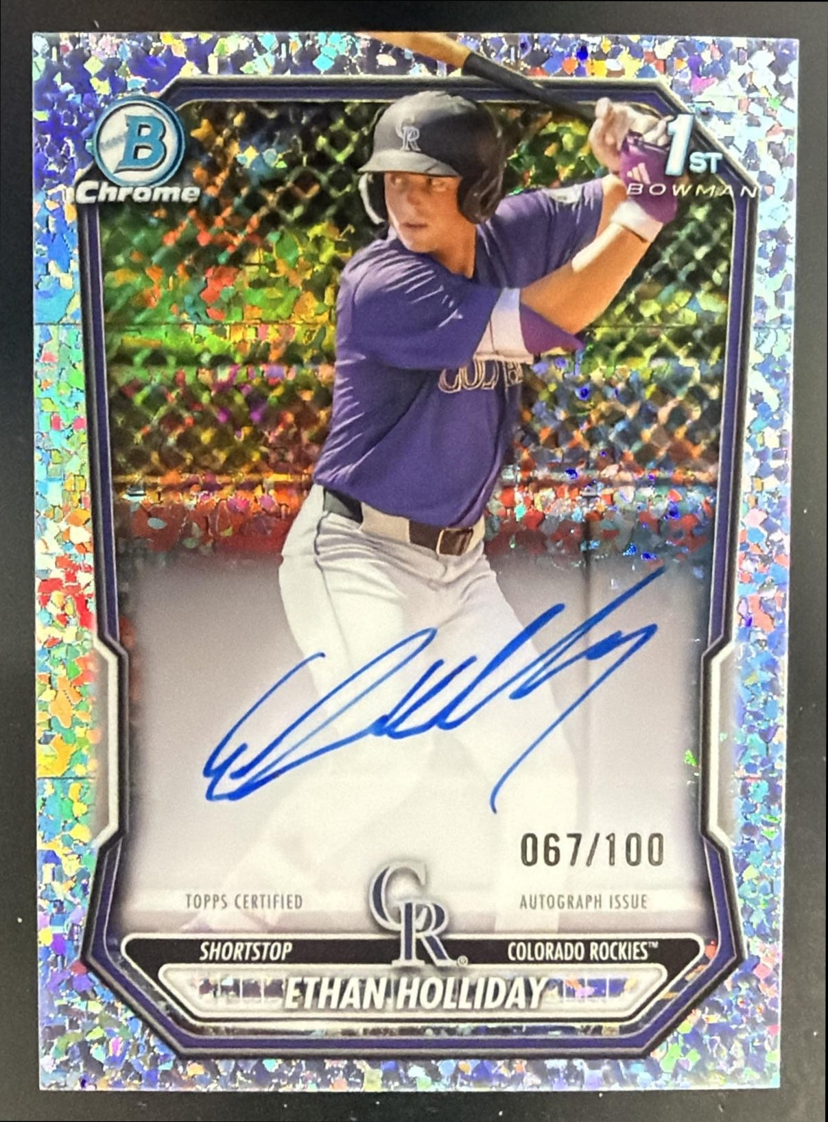 2026 Bowman Ethan Holliday Chrome Auto Mini-Diamond Refractor /100 1st Prospect — front
