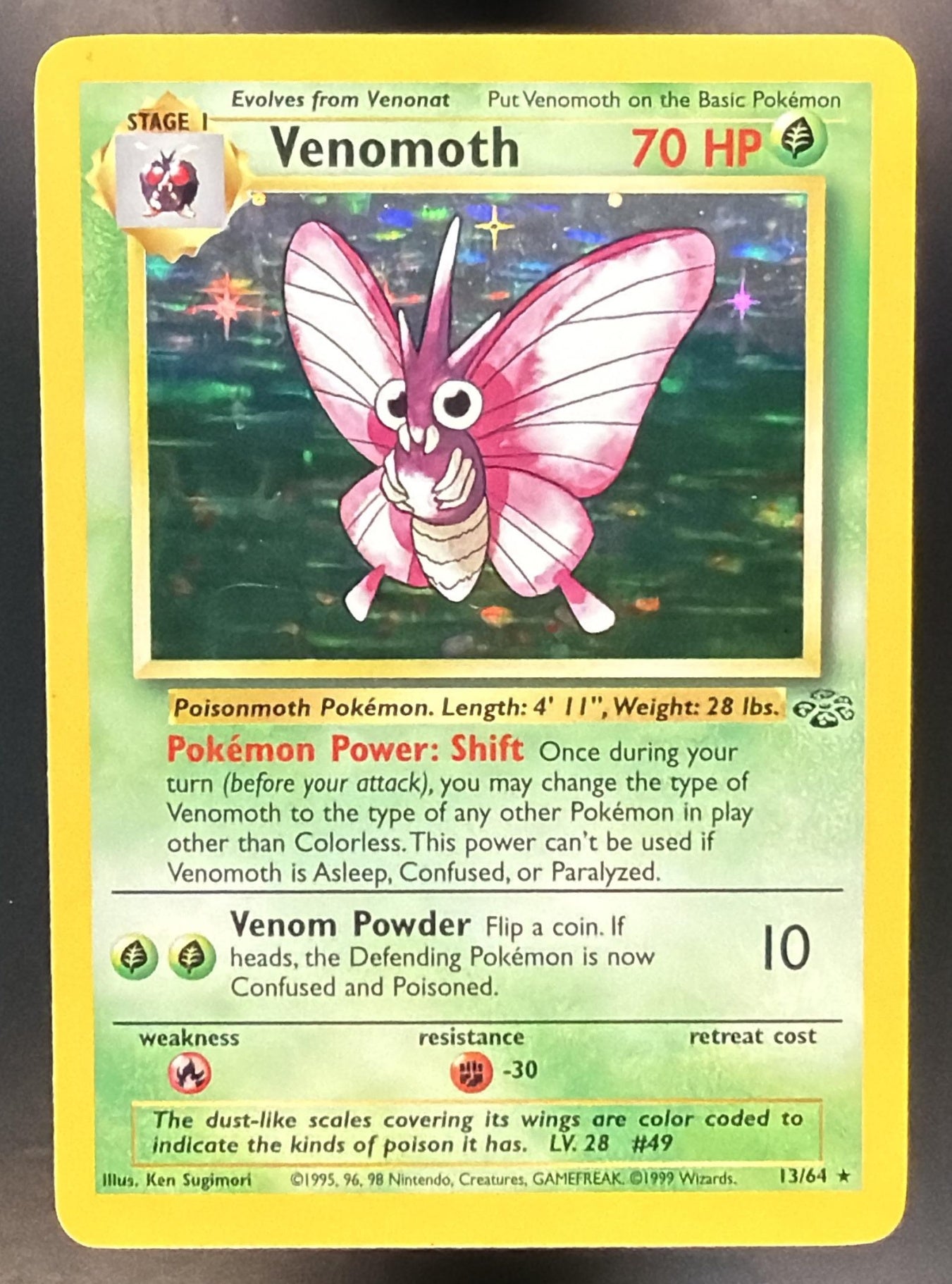 1999 Pokemon Jungle Venomoth #13/64 Holo — front