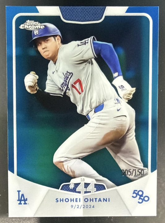 2024 Topps 50/50: Shohei Ohtani #88 Chrome Blue 5/150 Dodgers — front