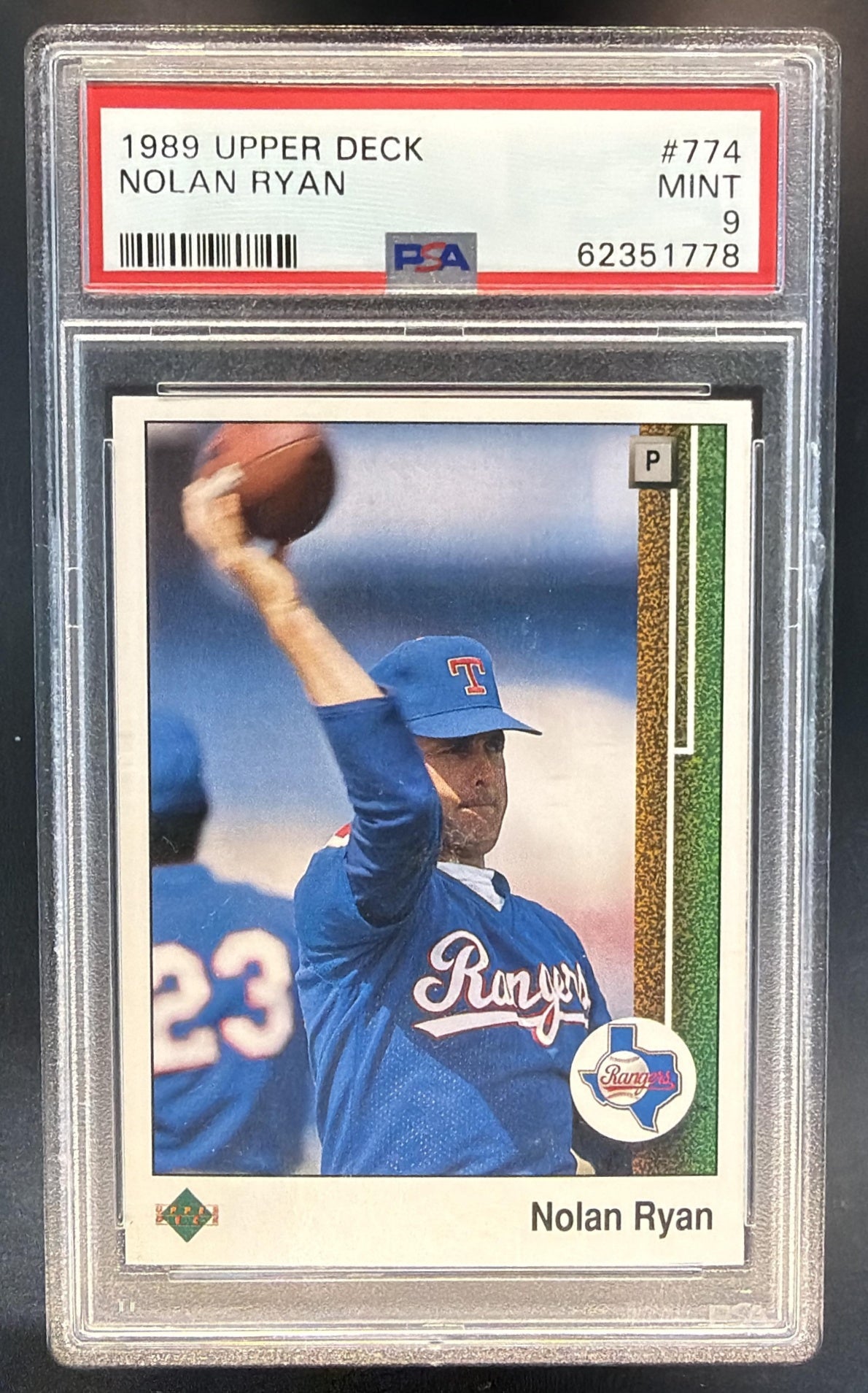 1989 Upper Deck Nolan Ryan #774 Rangers PSA 9 — front