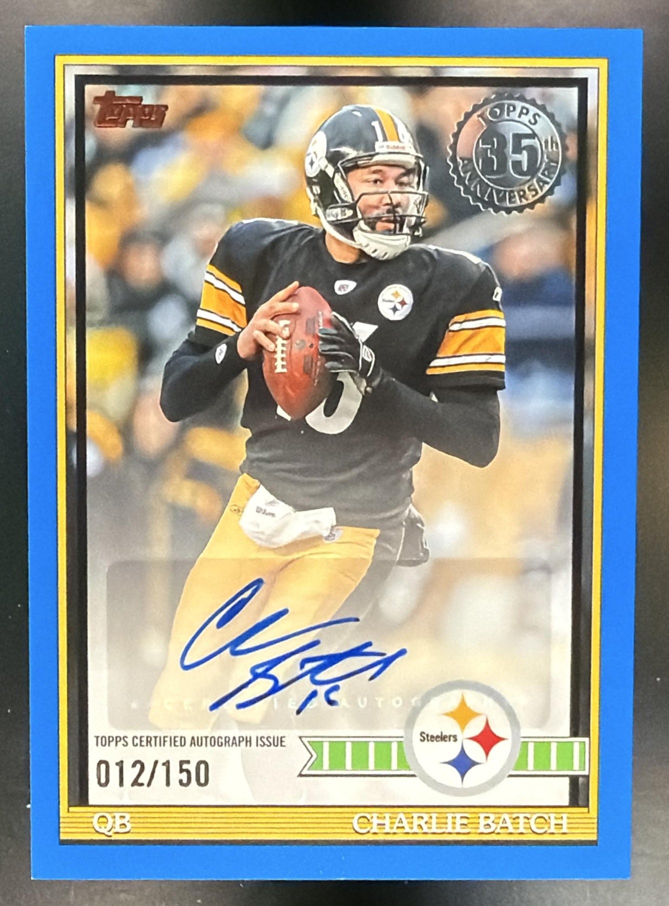 2026 Topps Charlie Batch #91AC-CBA 1991 Auto Blue 12/150 Steelers — front