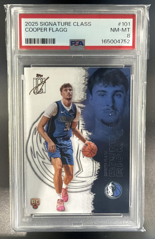 2025-26 Topps Signature Class Cooper Flagg #101 Rookie RC Mavericks PSA 8 — front