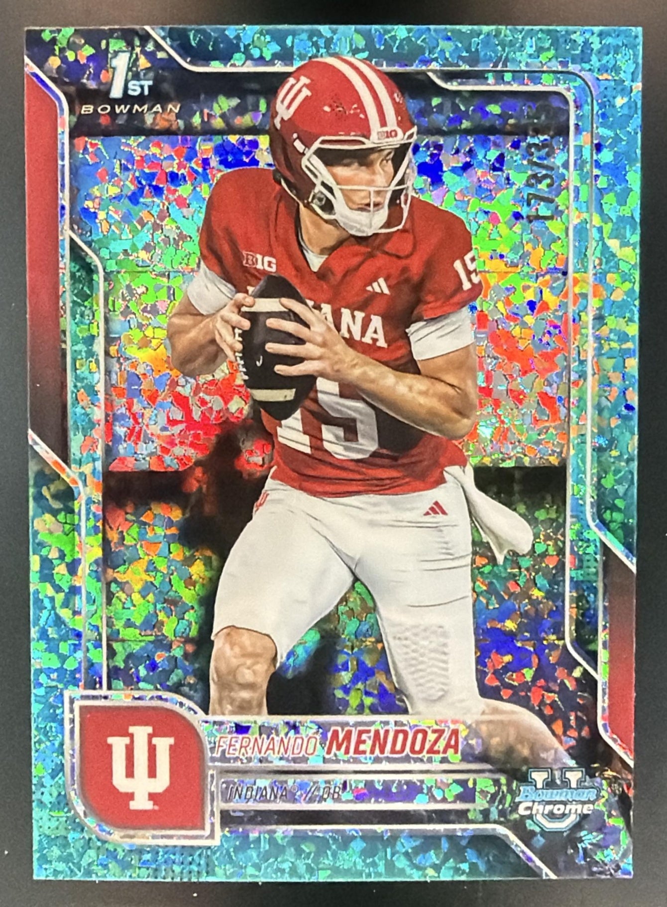 2025 Bowman Chrome U Fernando Mendoza Aqua Mini-Diamond Refractor /325 1st — front