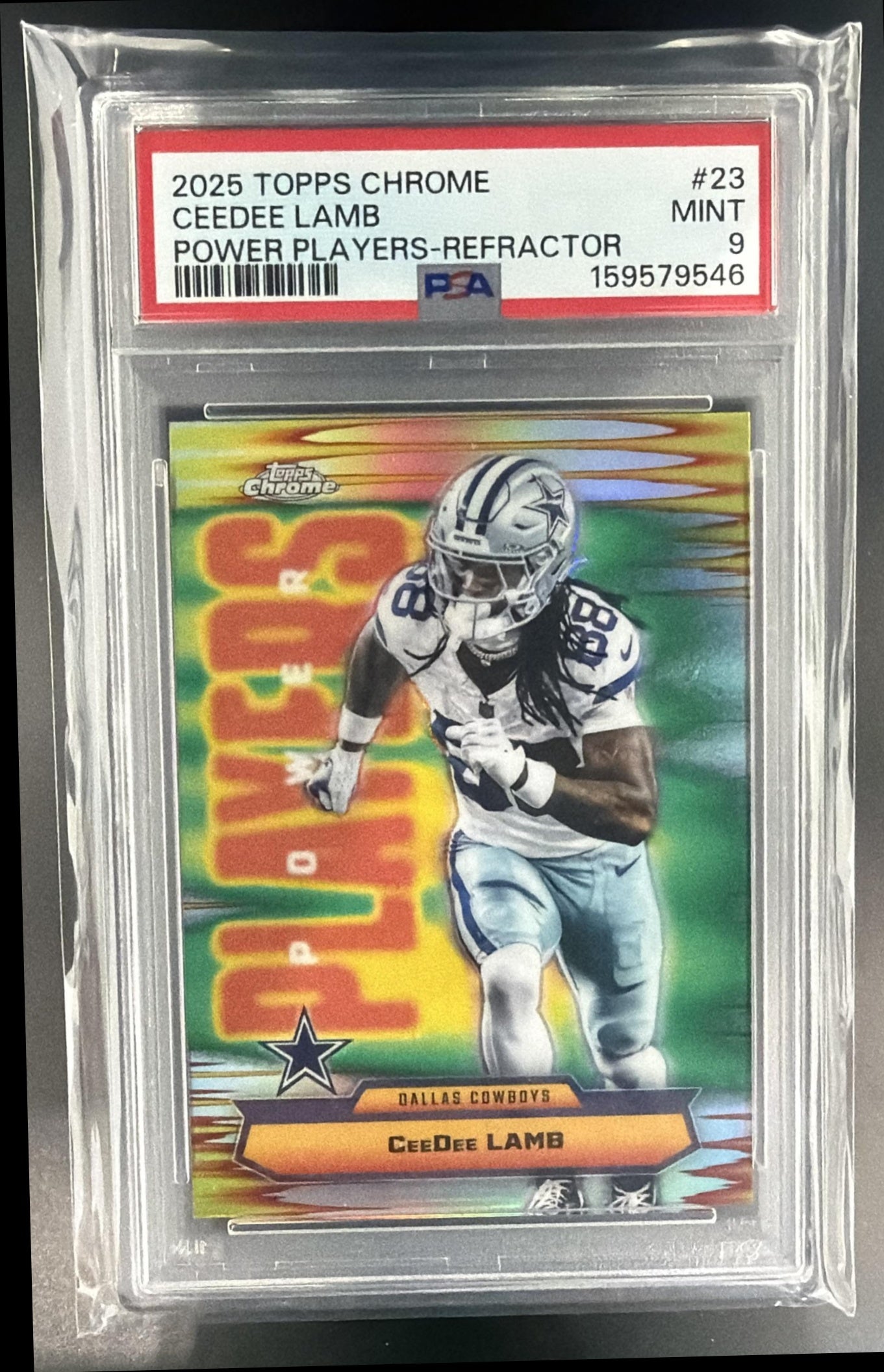 2025 Topps Chrome CeeDee Lamb #PP-23 Power Players Refractor Cowboys PSA 9 — front