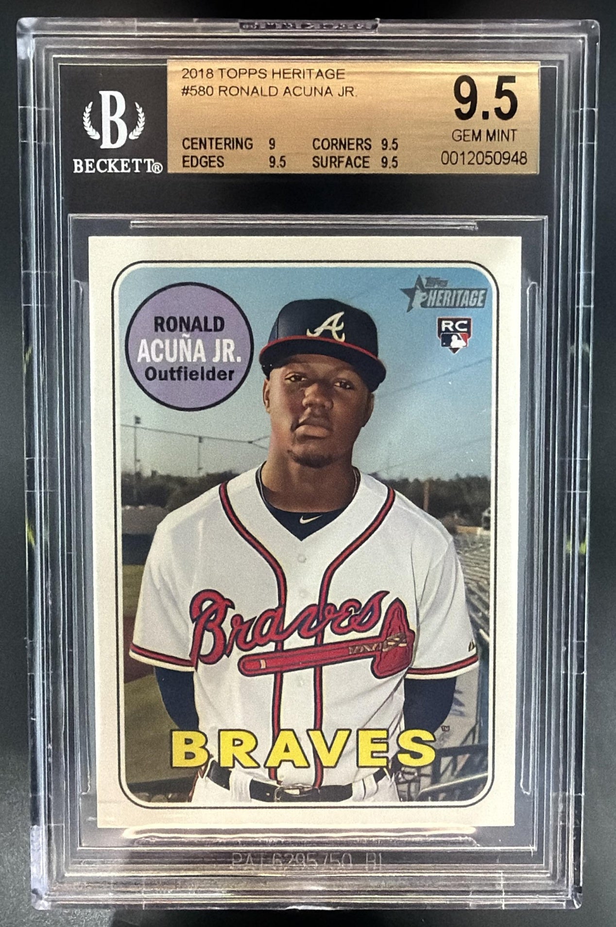2018 Topps Heritage Ronald Acuna Jr. #580 RC Braves BGS 9.5 — front