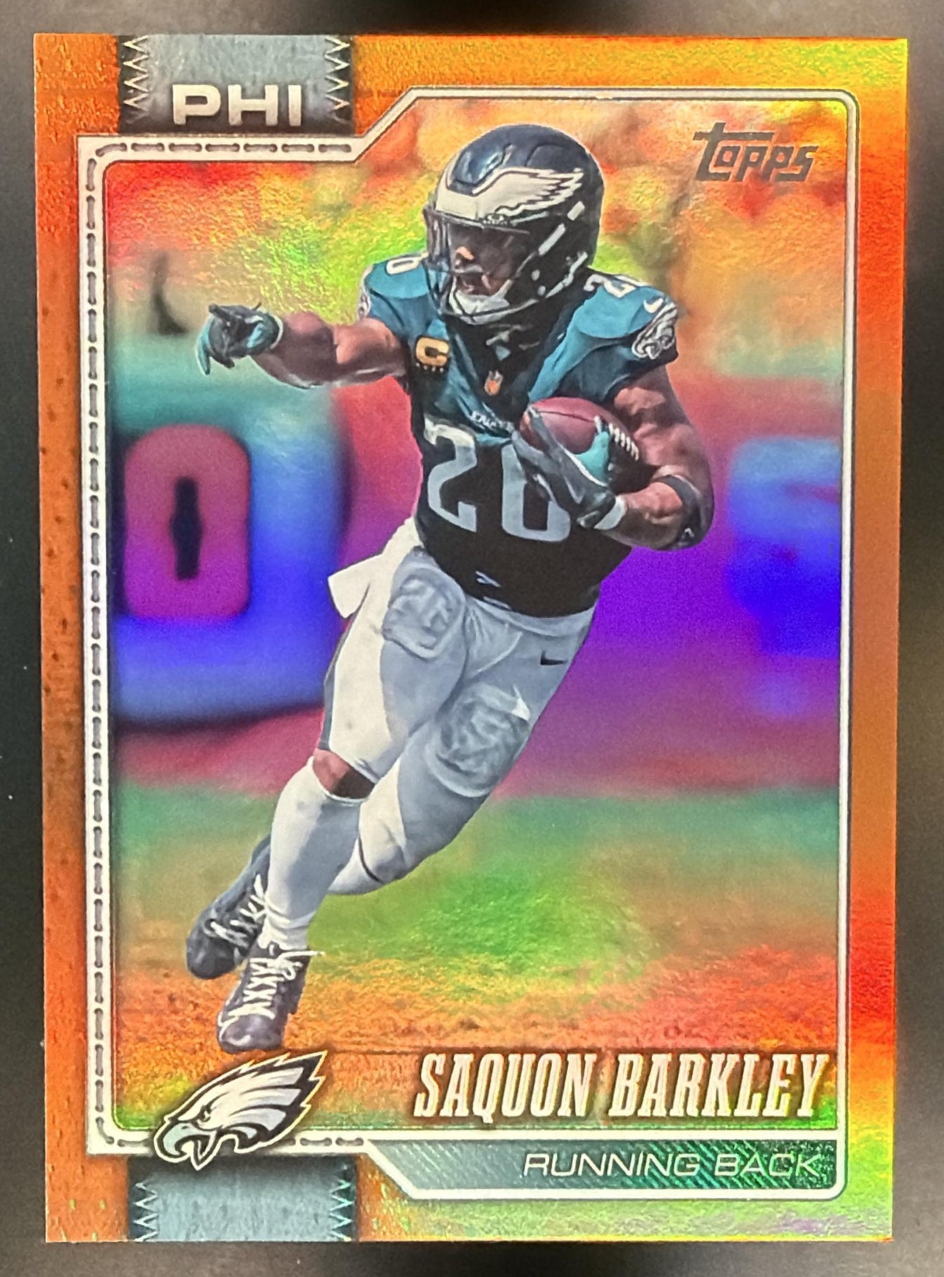 2026 Topps Saquon Barkley #164 Orange Rainbow Foil 8/25 Eagles — front