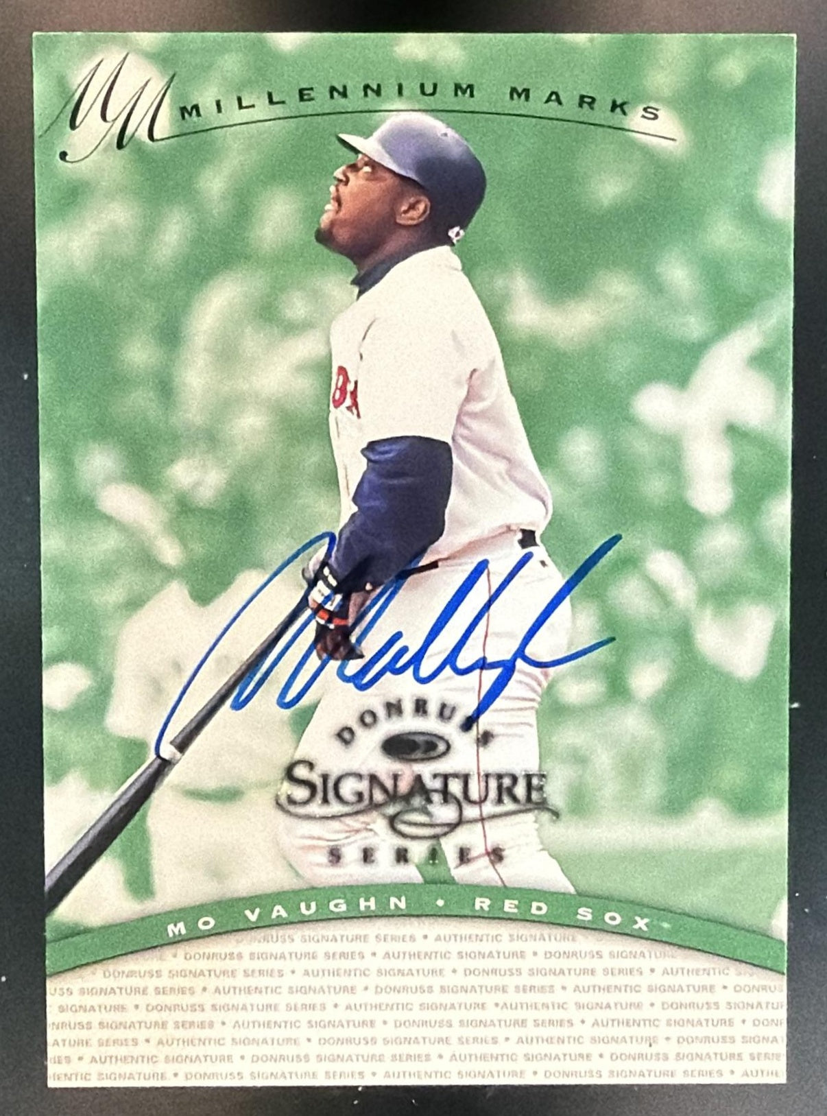 1997 Donruss Signature Series Mo Vaughn Millennium Marks Auto /1000 Pirates — front