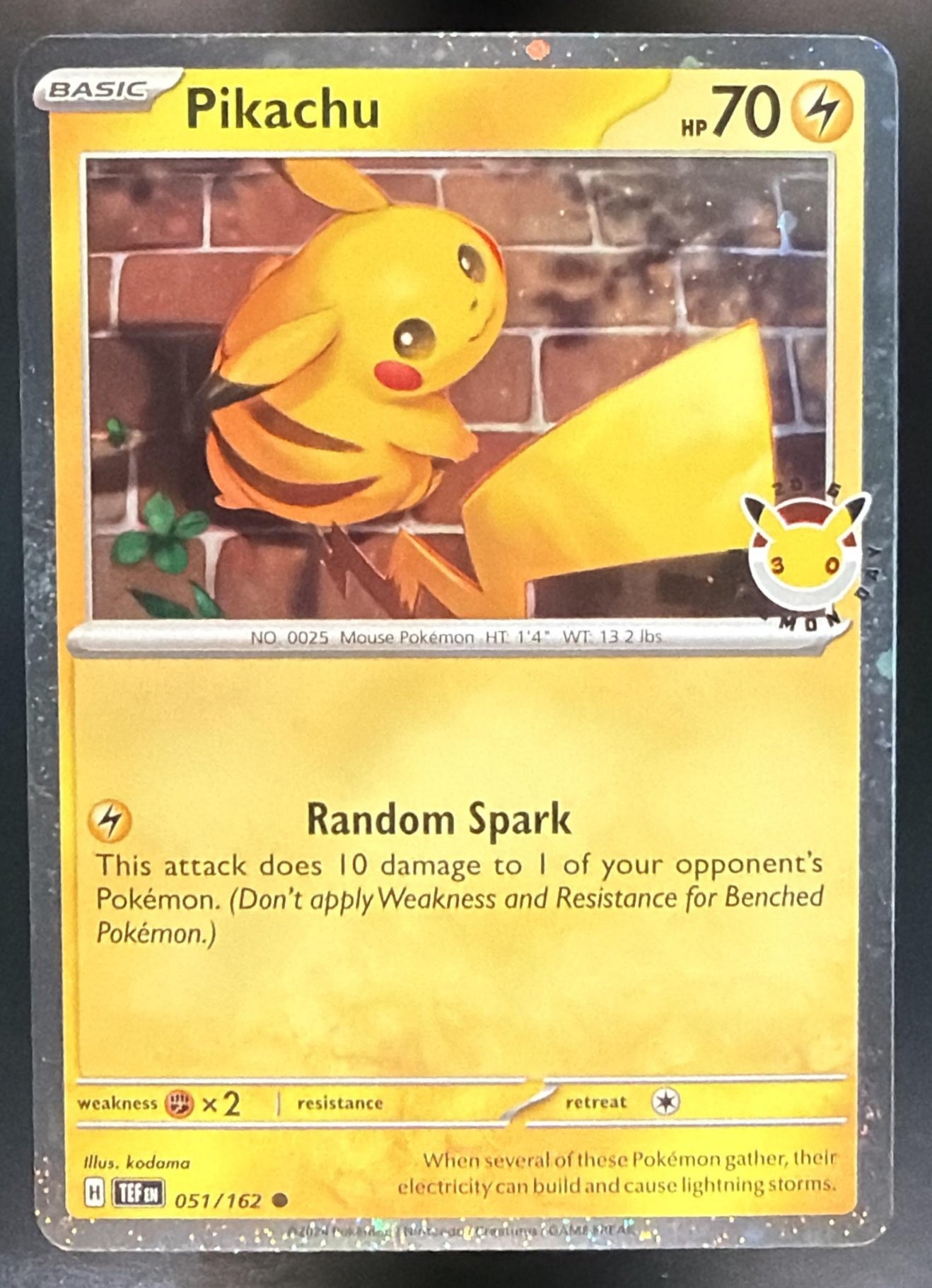 2026 Pokemon Day Pikachu #051/162 Cosmos Holo — front