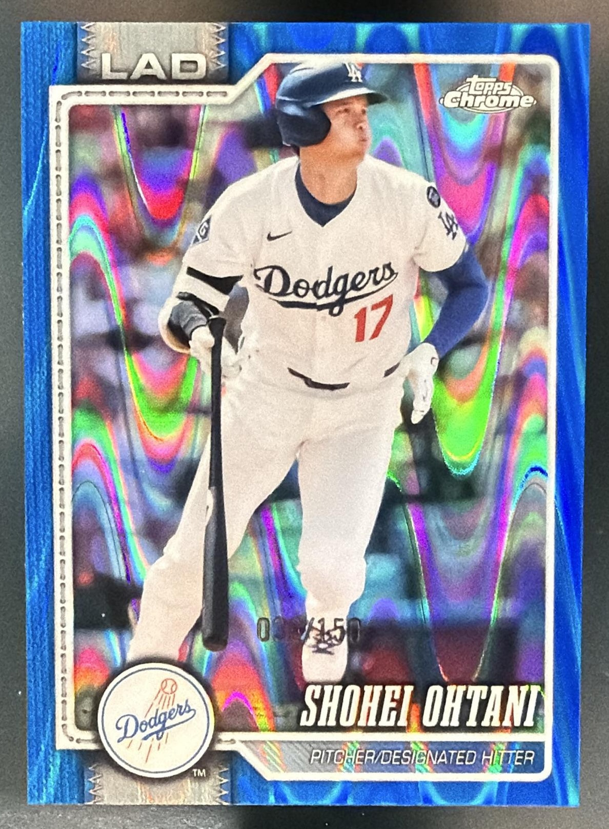 2026 Topps Chrome Shohei Ohtani #1 Blue Raywave Refractor 3/150 Dodgers — front