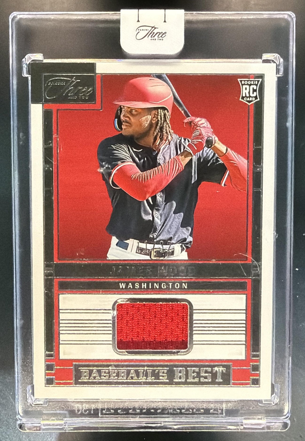 2024 Panini Three and Two James Wood #BBM-JW Baseball's Best Memorabilia /32 — front