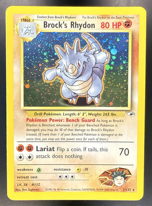 2000 Pokemon Gym Heroes Brock's Rhydon #002/132 Holo