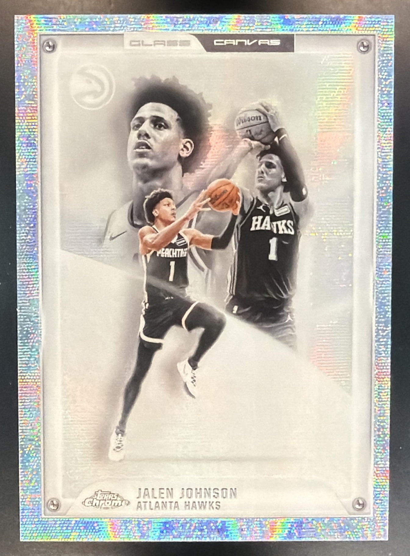 2025-26 Topps Chrome Update Jalen Johnson #GC-14 Glass Canvas SSP Hawks — front