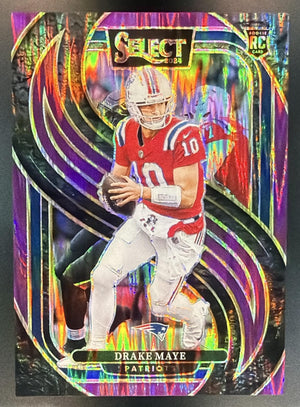 2024 Panini Select Drake Maye #113 Premier Purple Prizm Shock /360 RC