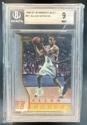 1996-97 Bowman's Best Allen Iverson #R1 RC 76ers BGS 9