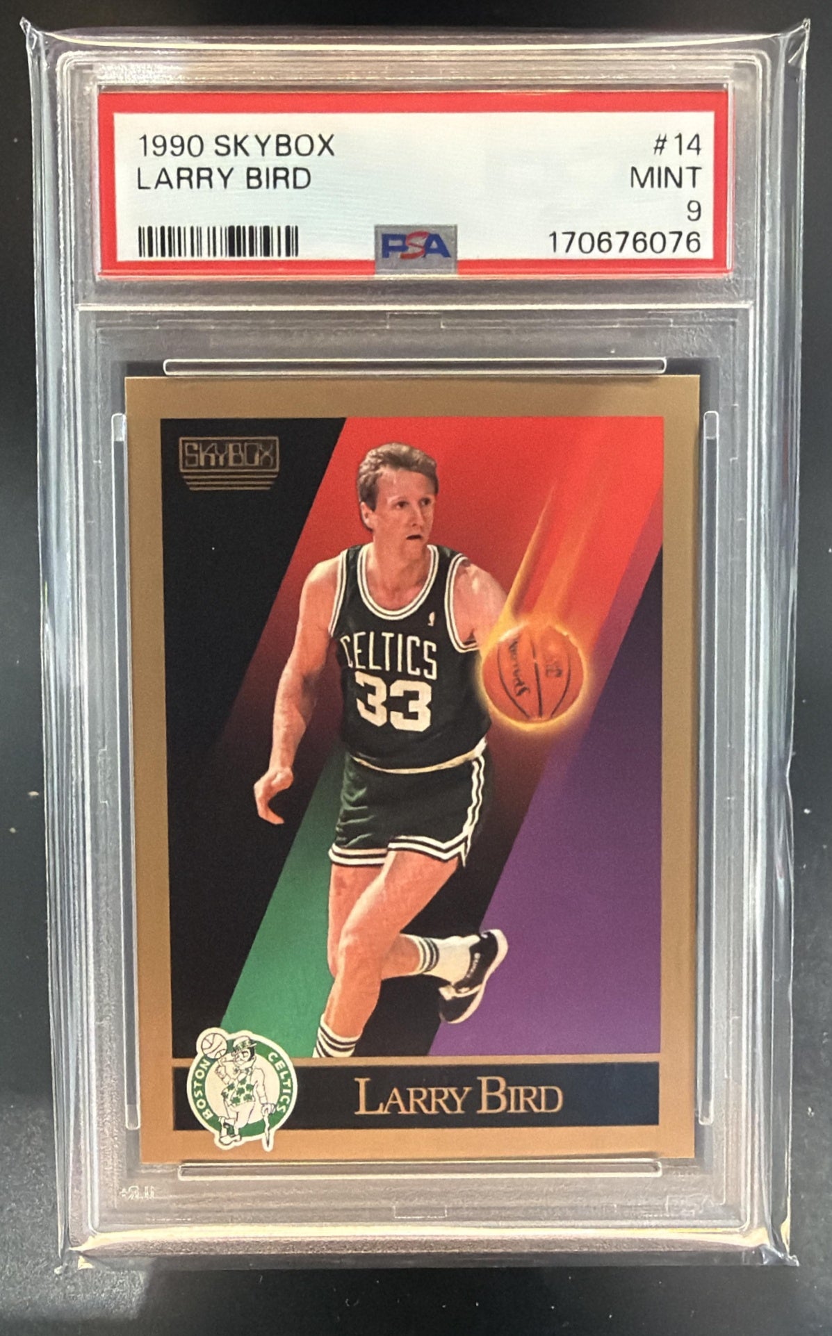 1990-91 Skybox Larry Bird #14 Celtics PSA 9 — front