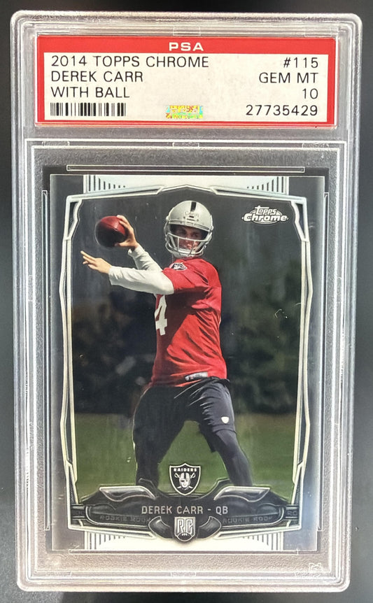 2014 Topps Chrome Derek Carr #115 RC Raiders PSA 10 — front