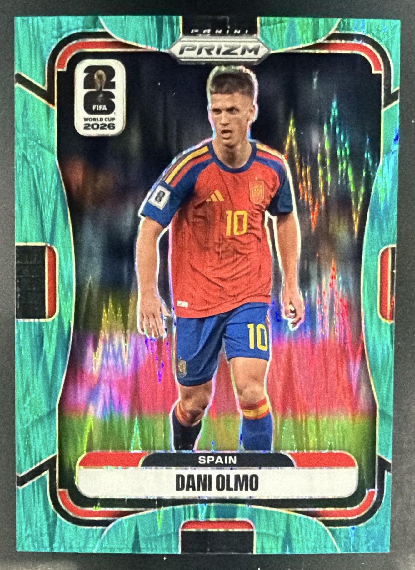 2026 Panini Prizm World Cup Dani Olmo #82 Teal Flash 92/255 Spain — front