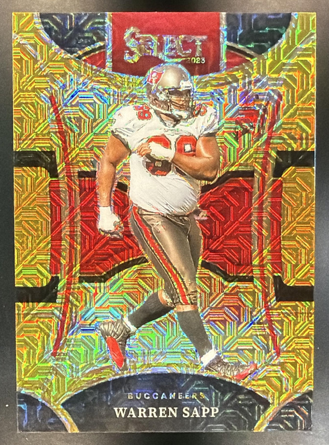 2023 Panini Select Warren Sapp #490 Gold Prizms /10 Suite Buccaneers — front