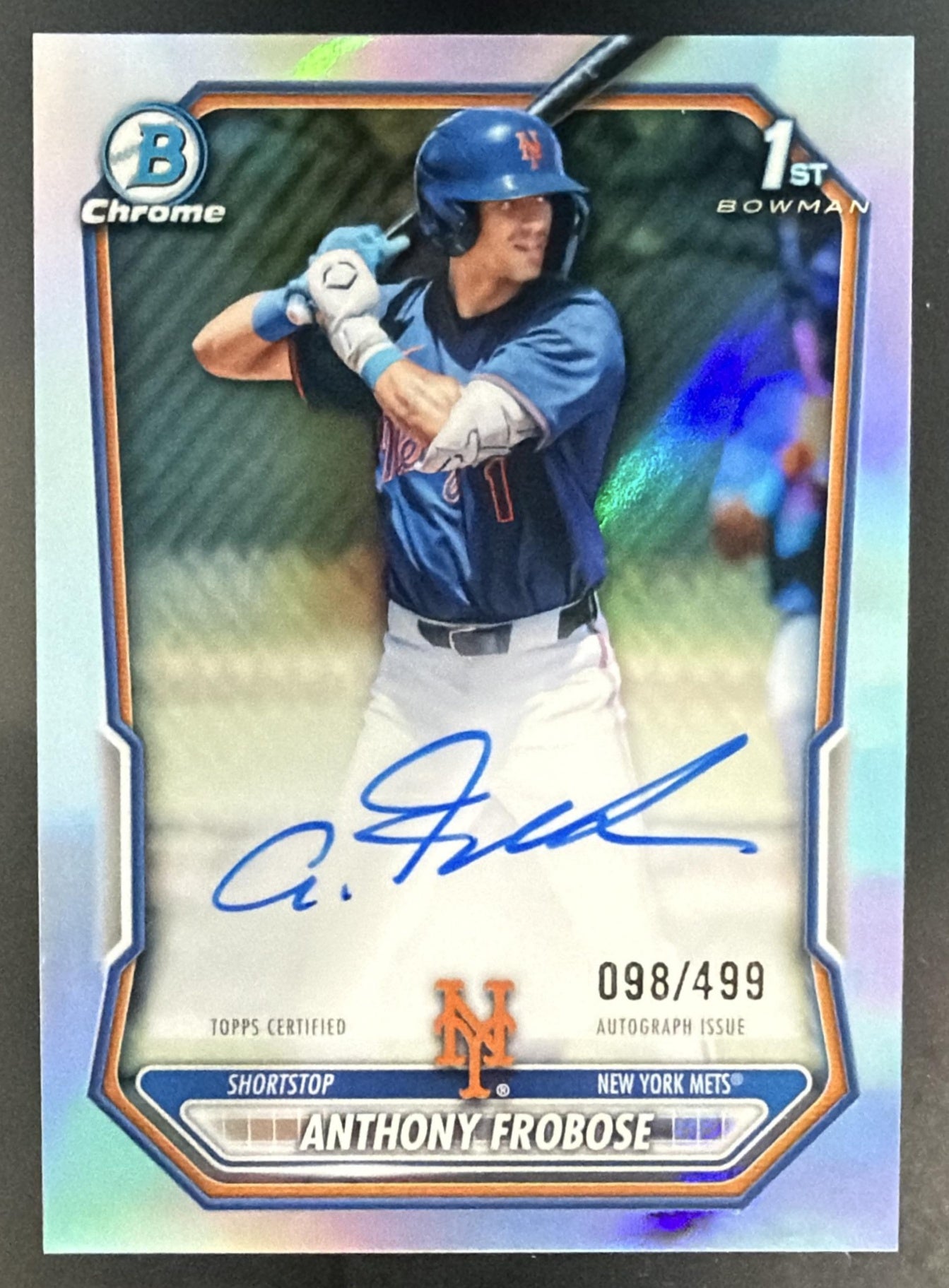 2026 Bowman Anthony Frobose #CPA-AFR Chrome Auto Refractor /499 1st Prospect — front