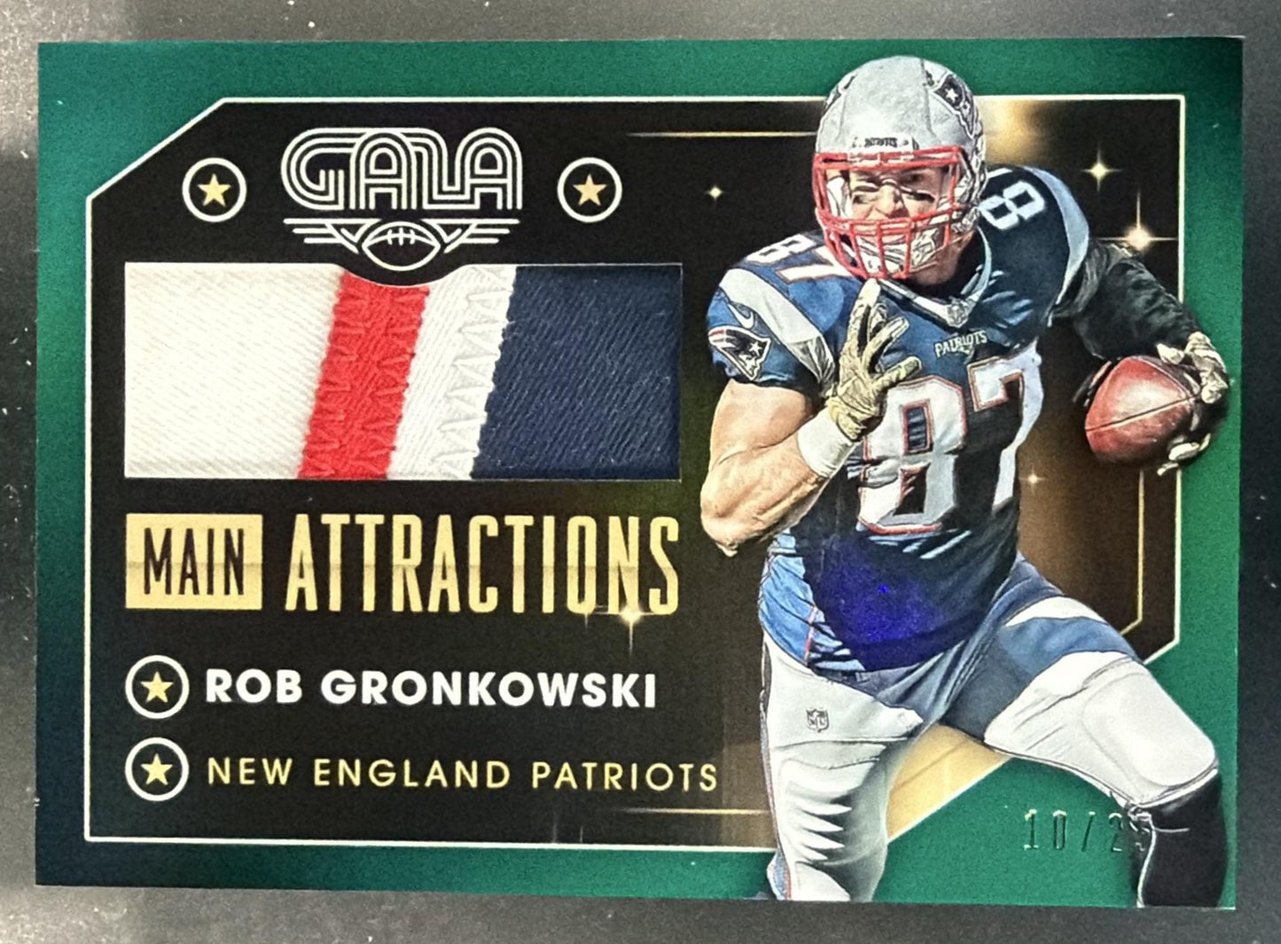 2016 Panini Gala Rob Gronkowski #MA-RG Main Attractions Memorabilia Jade /25 — front