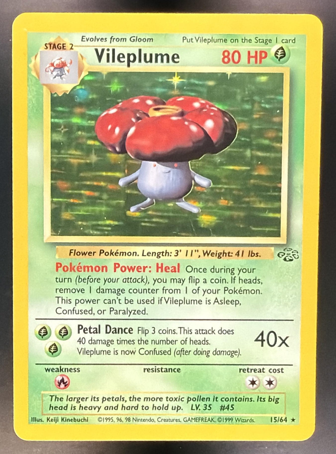 1999 Pokemon Jungle Vileplume #15/64 Holo — front