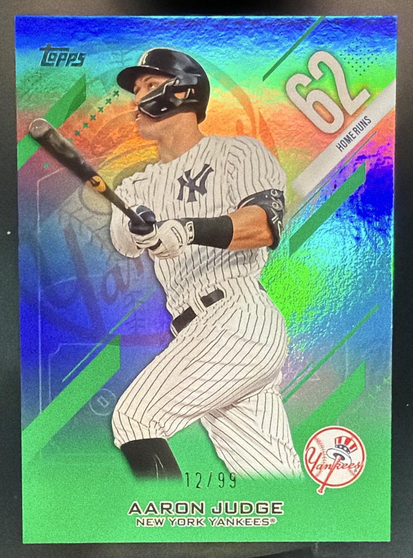 2026 Topps Series 2 Aaron Judge #CN-1 Crooked Numbers Green Foil 12/99 Yankees — front