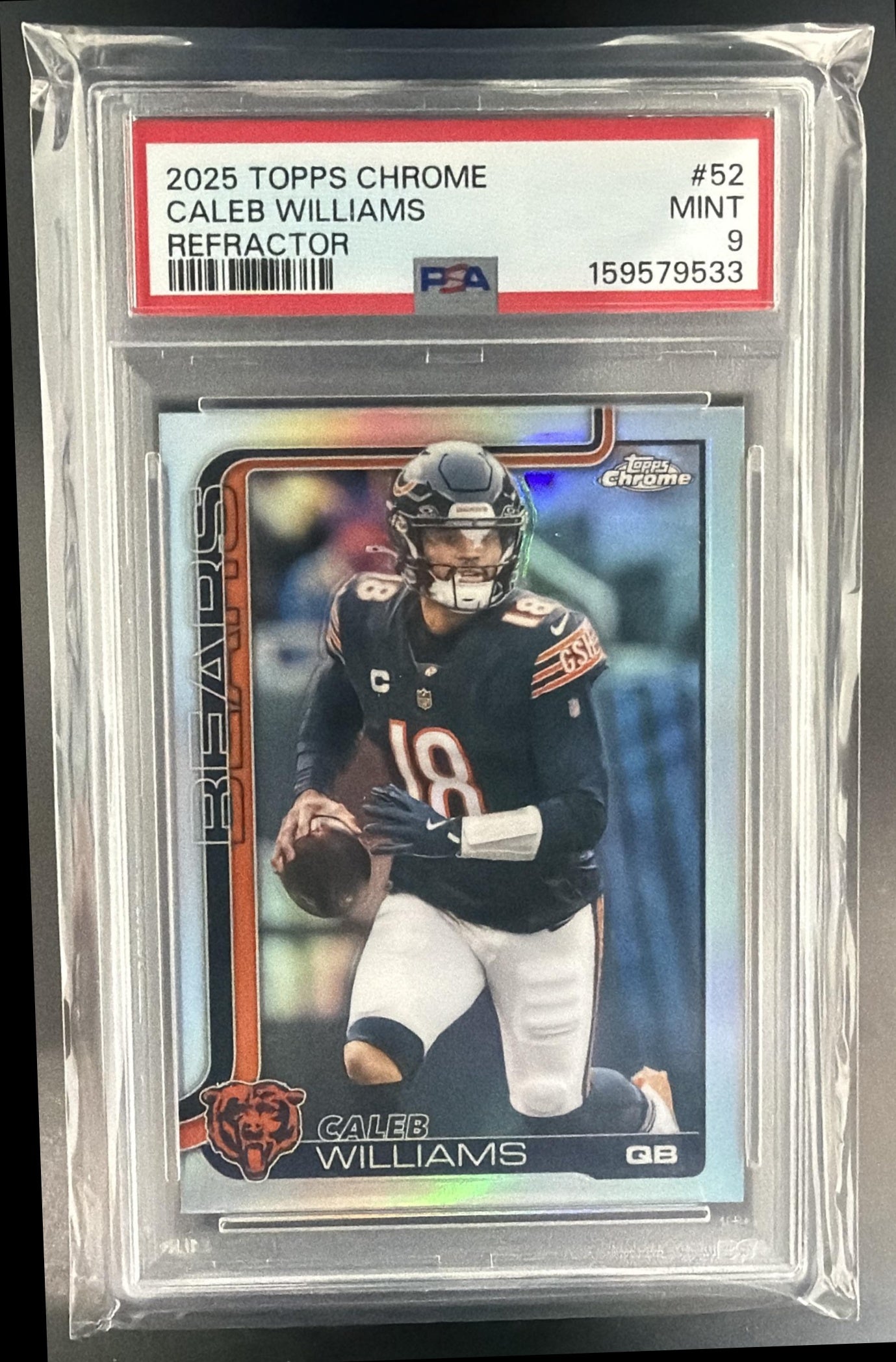 2025 Topps Chrome Caleb Williams #52 Refractor Bears PSA 9 — front