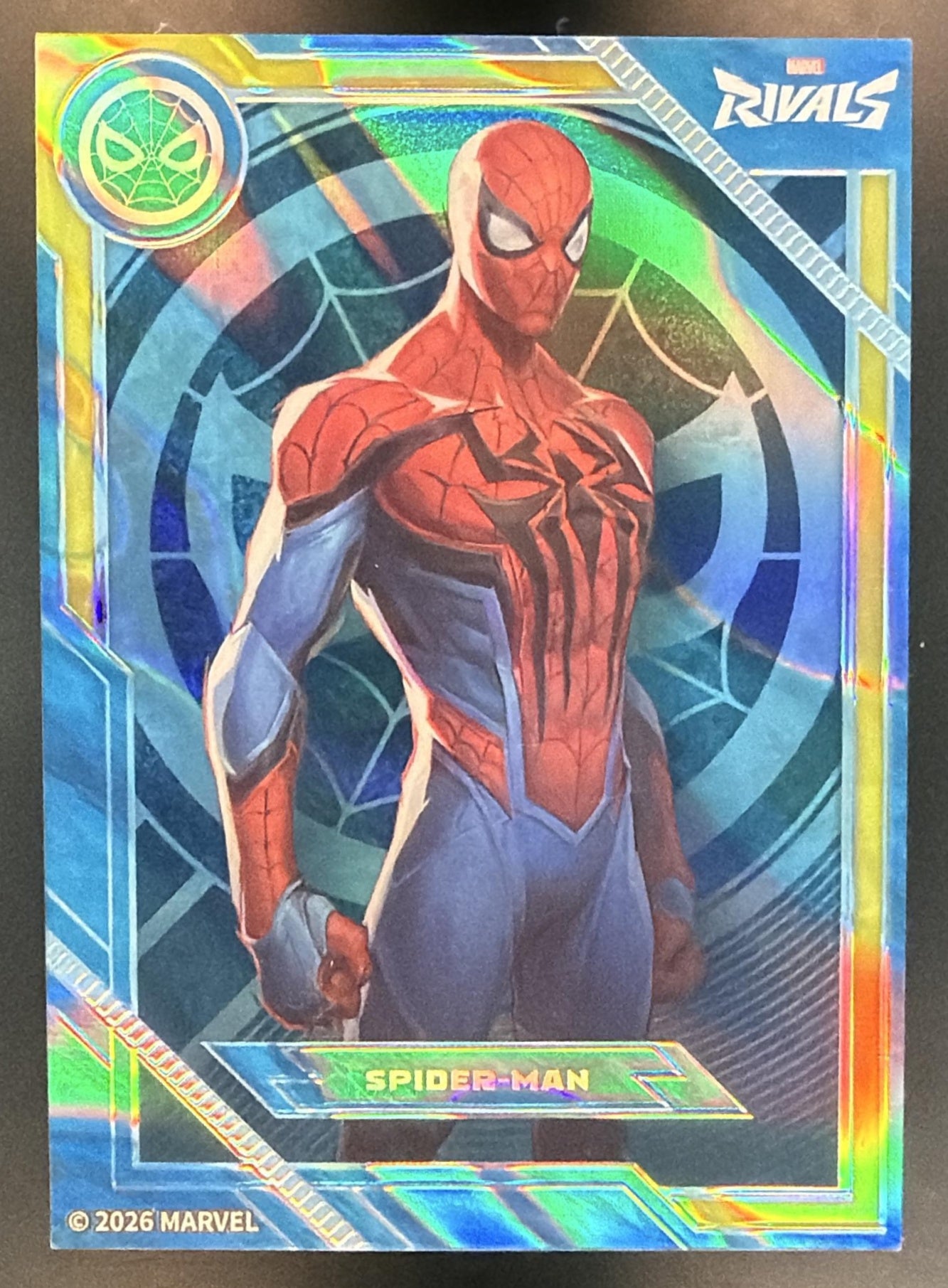 2026 Card.Fun Marvel Rivals Eternal Glory Spider-Man Refraction Blue /100 — front