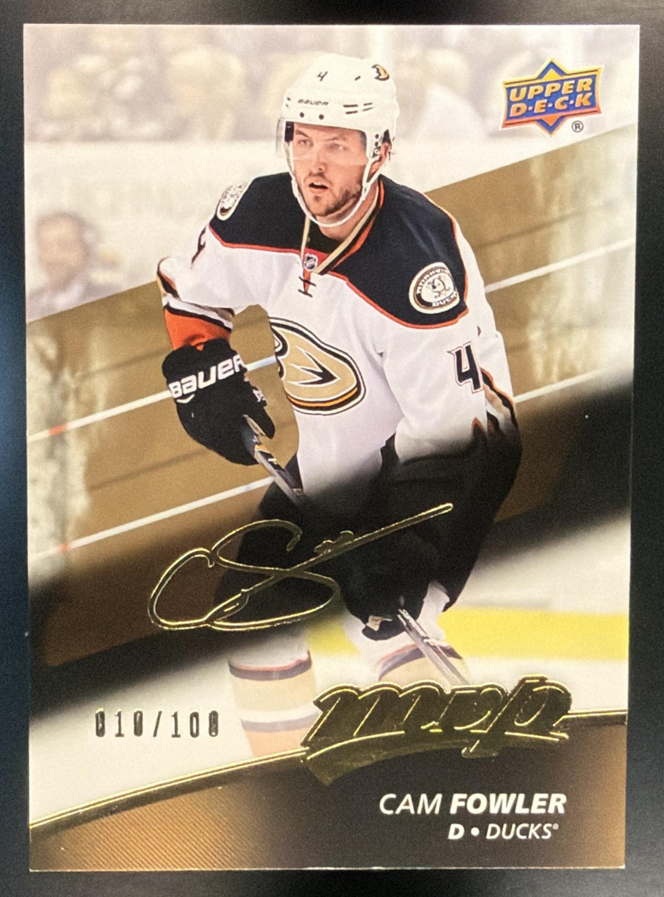 2017-18 Upper Deck MVP Cam Fowler #167 Gold Script 10/100 Ducks — front