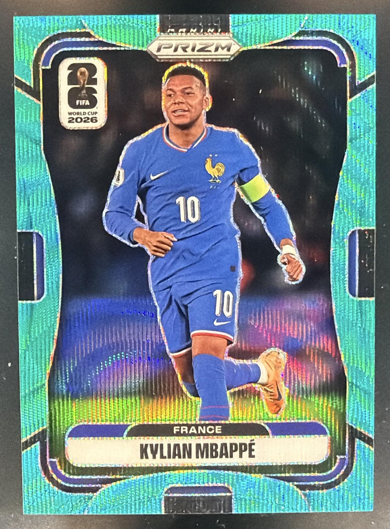 2026 Panini Prizm World Cup Kylian Mbappe #40 Teal Wave 53/99 France — front