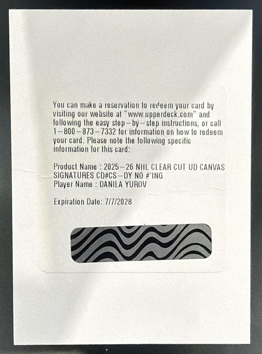 2025-26 Upper Deck Clear Cut Danila Yurov #CS-DY Canvas Signatures Auto Wild — front