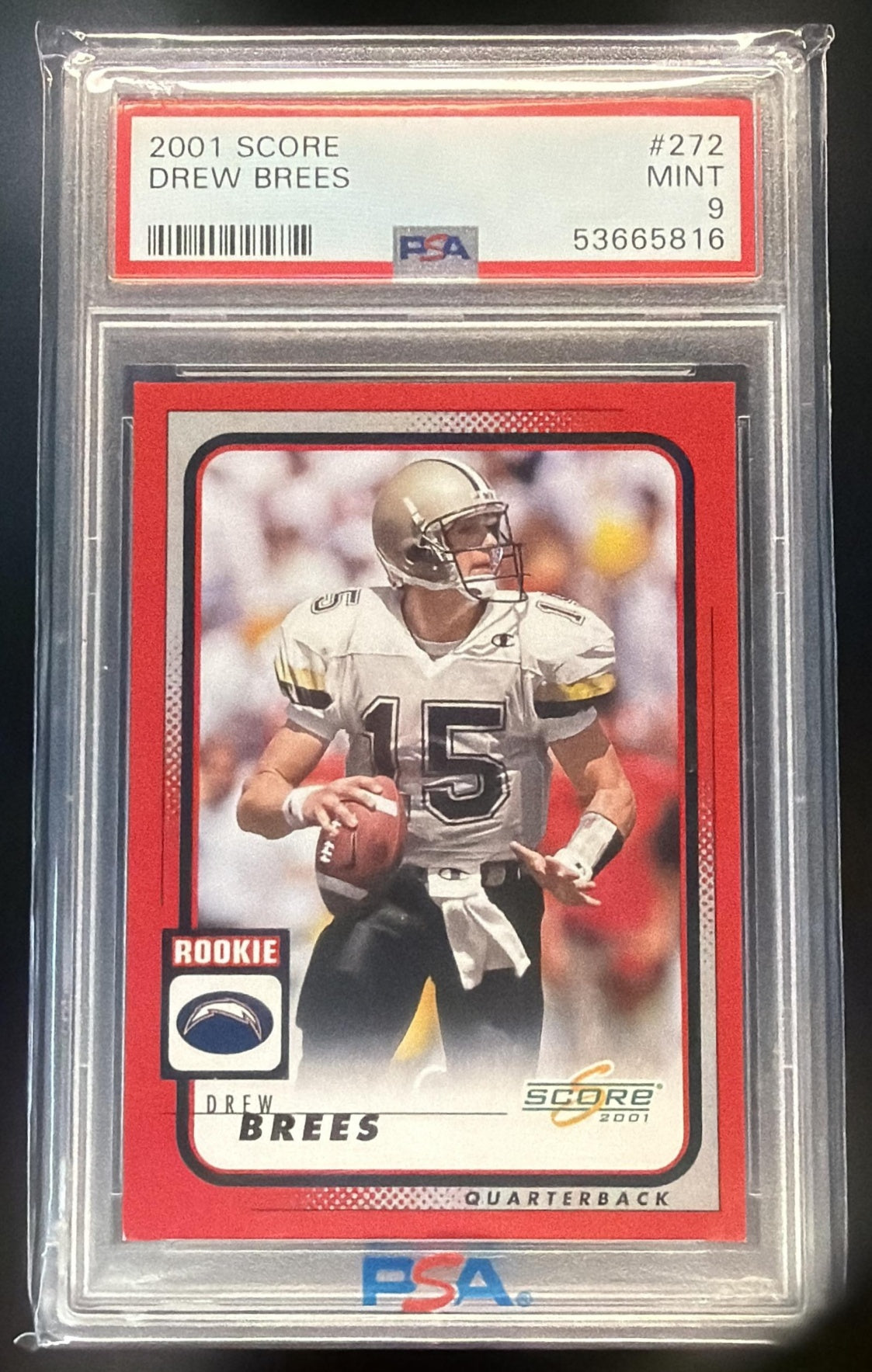 2001 Score Drew Brees #272 RC Chargers PSA 9
