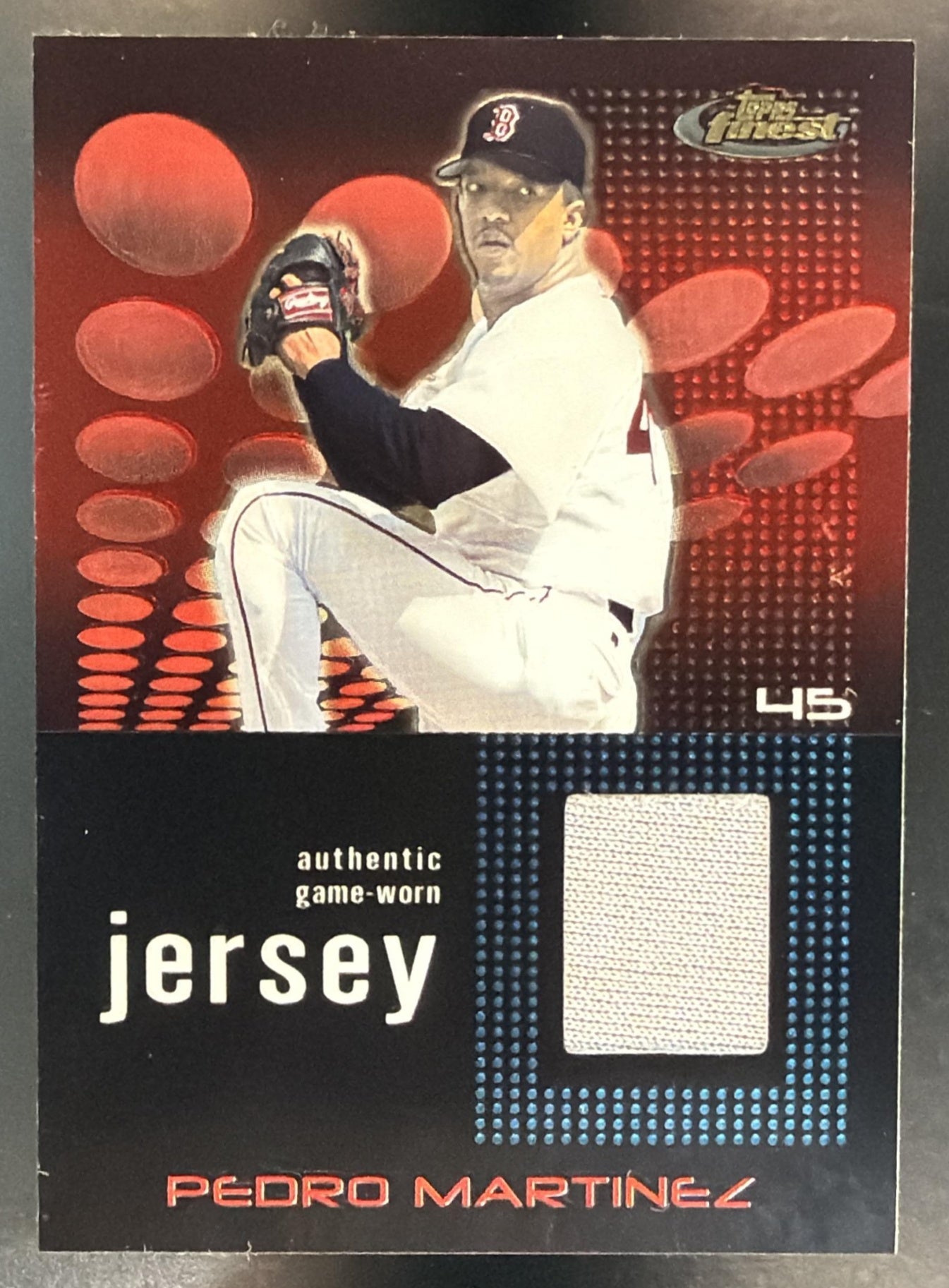 2004 Topps Finest Pedro Martinez #108 Red Sox Game Worn Jersey MEM — front
