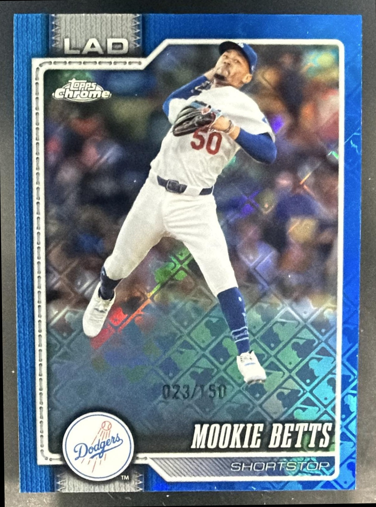 2026 Topps Chrome LogoFractor Mookie Betts #268 Blue Refractor 23/150 Dodgers — front