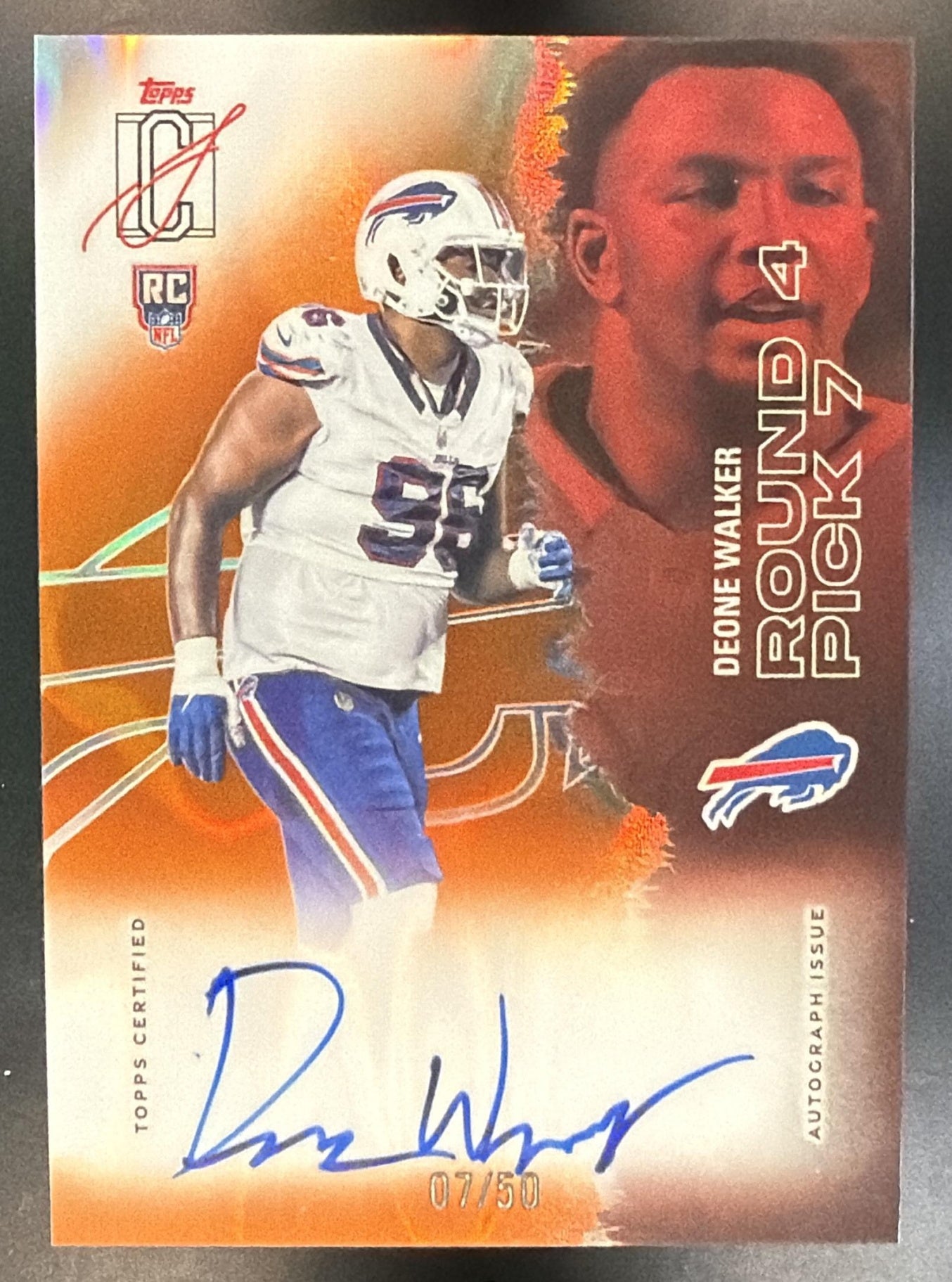 2025 Topps Signature Class Deone Walker Rookie Auto Orange Refractor /50 RC — front
