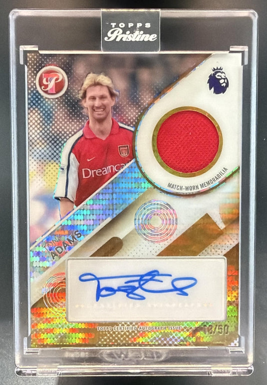 2025 Topps Pristine Premier League Tony Adams Pieces Auto Relics Gold /50 MEM — front