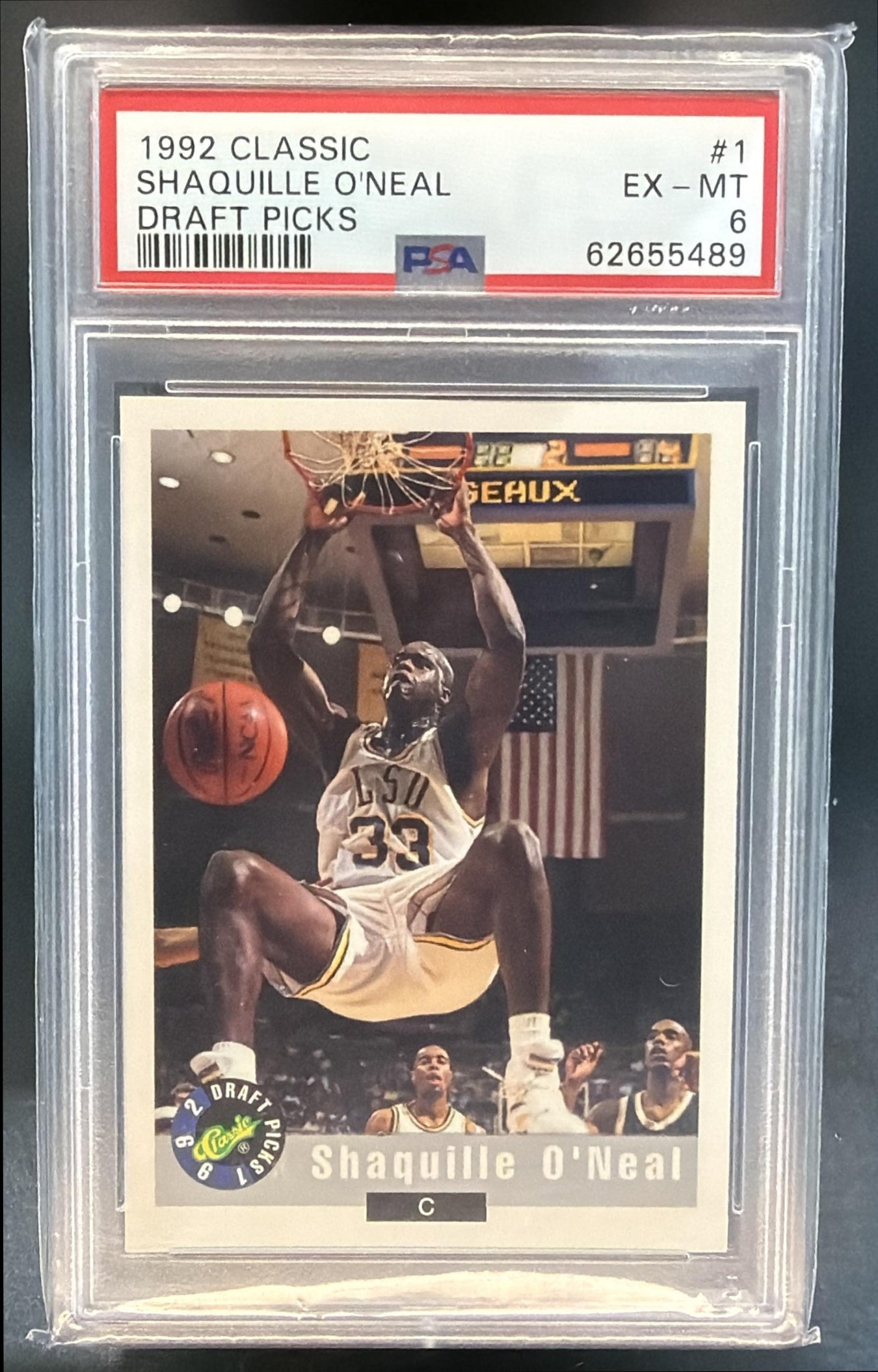 1992-93 Classic Draft Picks Shaquille O'Neal #1 RC PSA 6 — front
