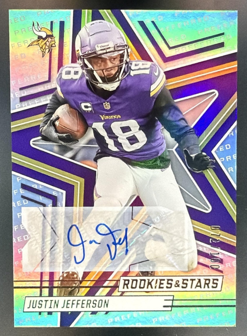 2025 Panini Rookies & Stars Justin Jefferson #75 Signatures Preferred /100 Auto — front