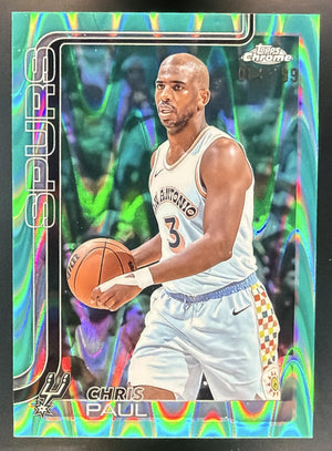 2025-26 Topps Chrome Chris Paul #219 RayWave Aqua Refractor /199 Spurs