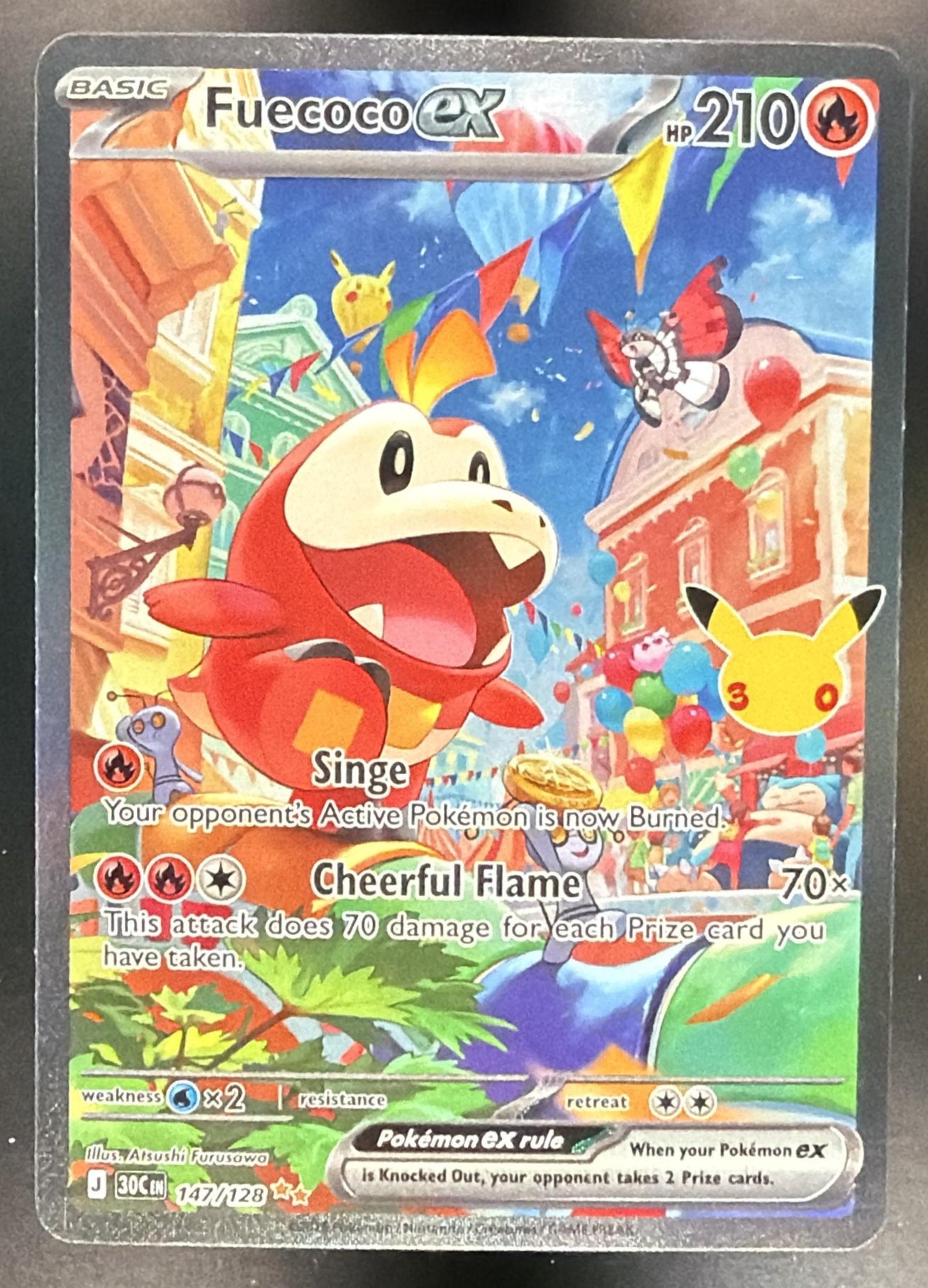2026 Pokemon 30th Celebration Fuecoco ex #147/128 Special Illustration Rare — front