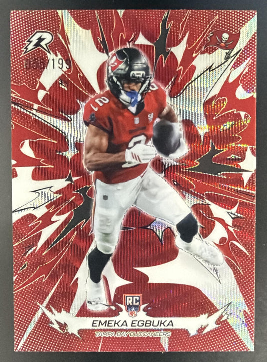 2025 Topps Resurgence Emeka Egbuka #191 Crimson Surge Refractor /199 RC — front