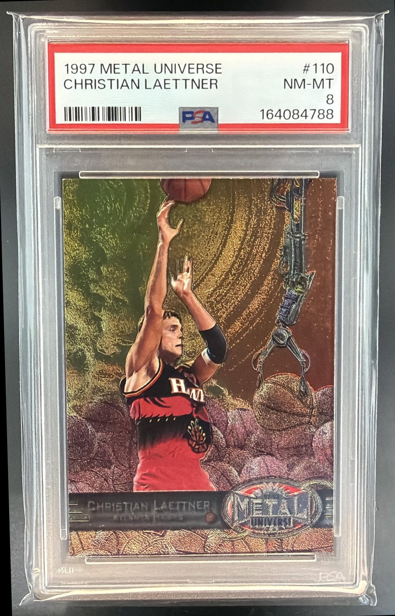 1997-98 Skybox Metal Universe Christian Laettner #110 Hawks PSA 8 — front