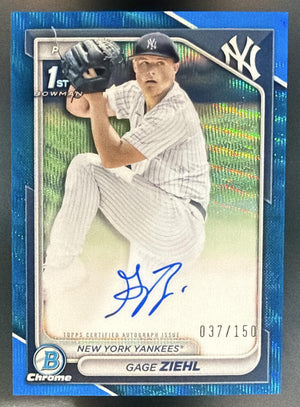 2024 Bowman Draft Gage Ziehl Chrome Auto Blue Wave Refractor /150 1st Prospect