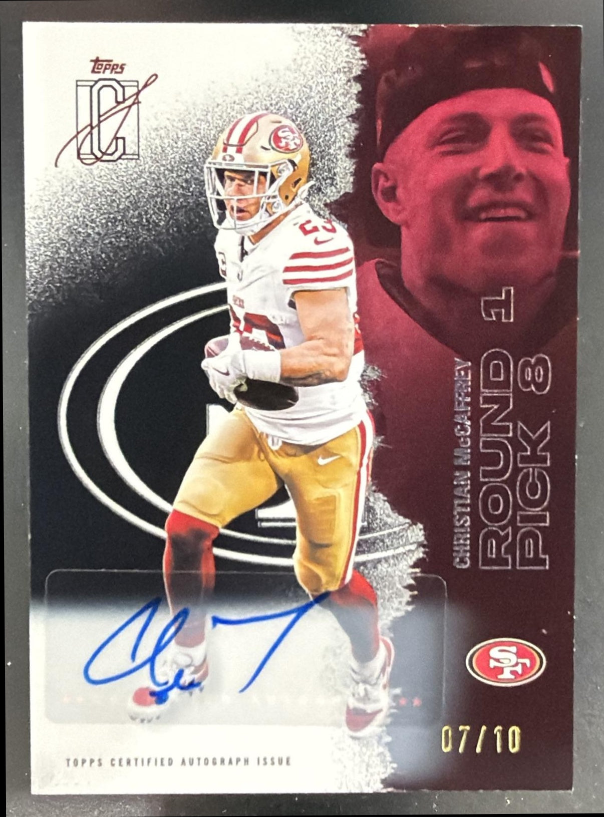 2025 Topps Signature Class Christian McCaffrey #49 Veteran Auto Black Foil /10 — front
