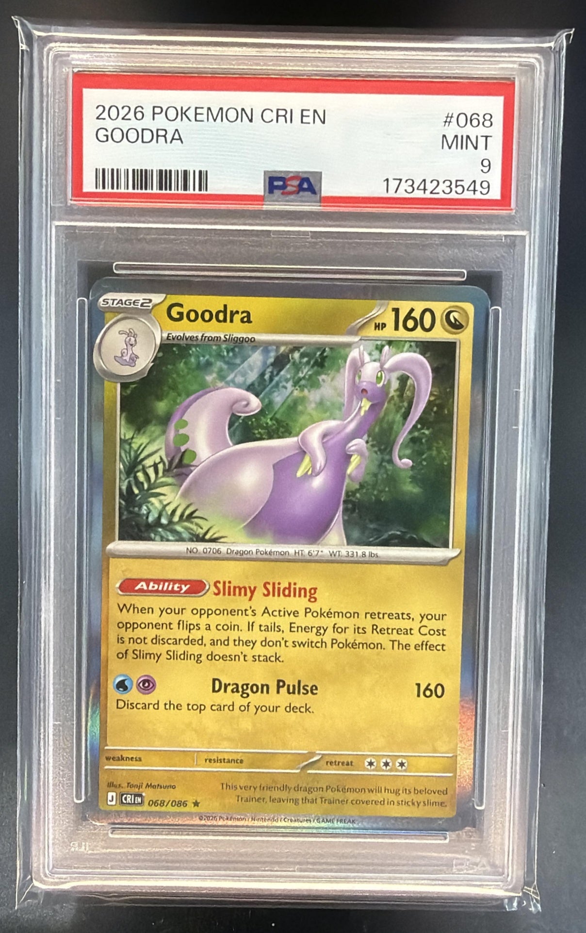 2026 Pokemon Mega Evolution Chaos Rising Goodra #068/086 Rare Holo PSA 9 — front
